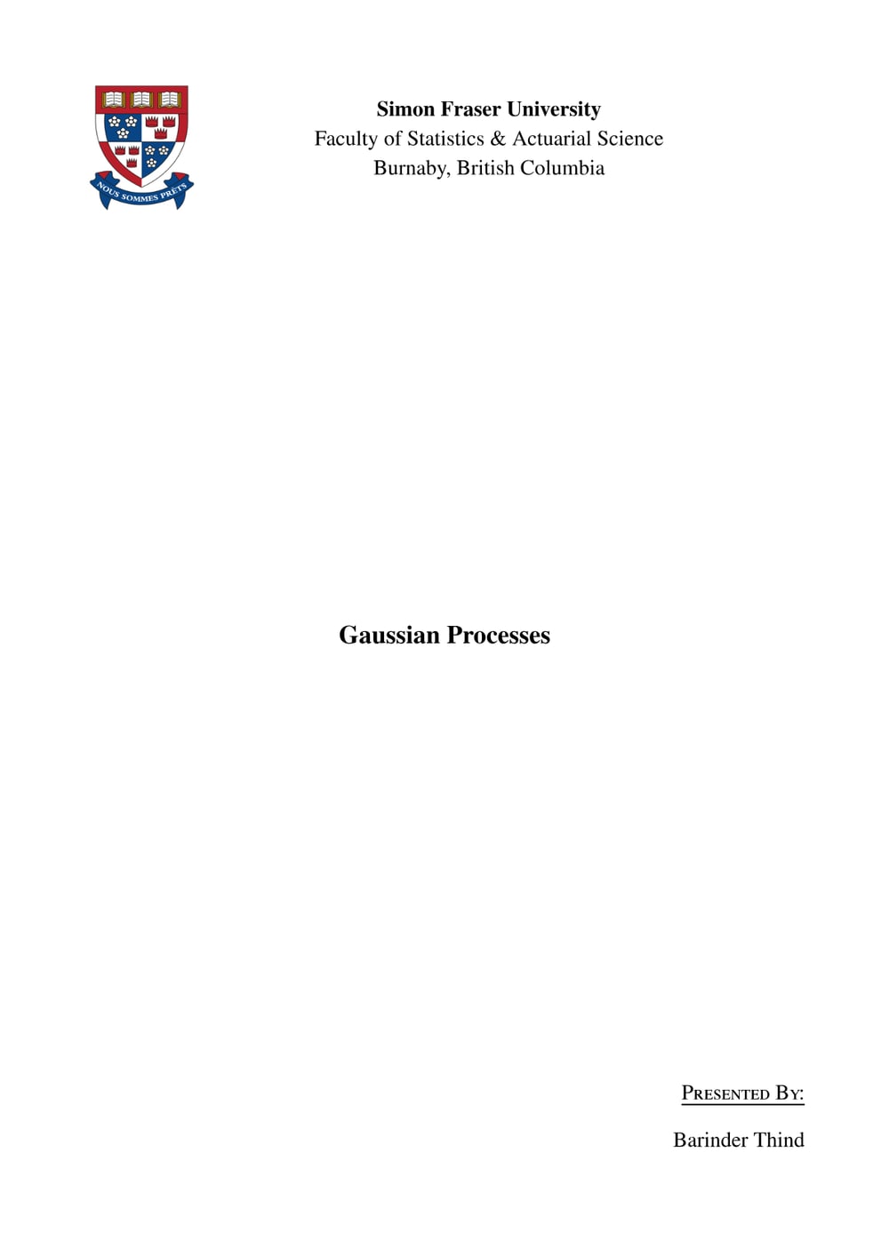 Gaussian Processes — first page